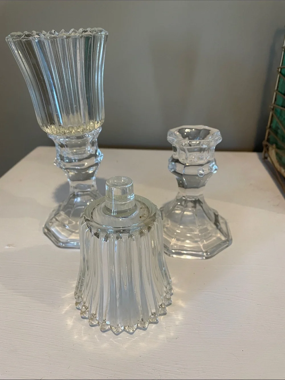 Clear glass candle holders